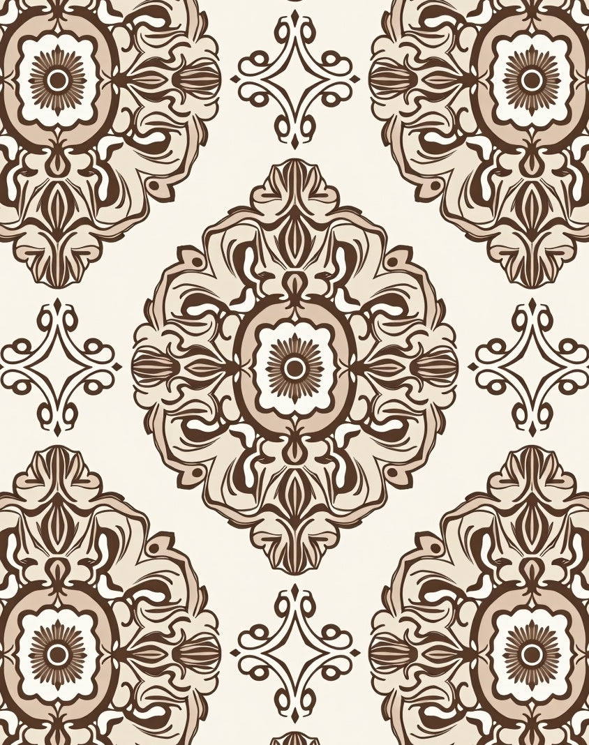 Ornate Scrollwork Floral Pattern Rug