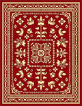 Deep Red Ivory Floral Motif Rug