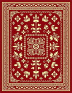Deep Red Ivory Floral Motif Rug