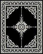 Intricate Black and White Floral Rug