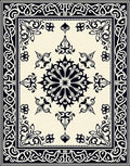 Classic Black Floral Medallion Border Rug