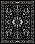 Elegant Black Floral Scrollwork Pattern Rug