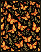 Yellow Butterfly Floral Pattern Rug