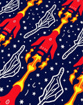 Space Rockets Stars Pattern Rug