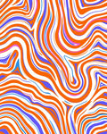 Orange Blue Abstract Swirl Pattern Rug
