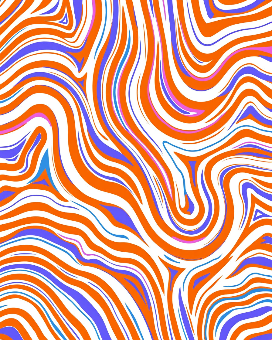 Orange Blue Abstract Swirl Pattern Rug