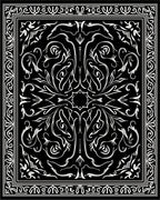 Elegant Black and White Scrollwork Pattern Rug