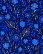 Elegant Blue Floral Outline Pattern Rug