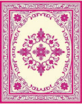 Ornate Floral Pink Ivory Filigree Design Rug