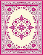 Ornate Floral Pink Ivory Filigree Design Rug