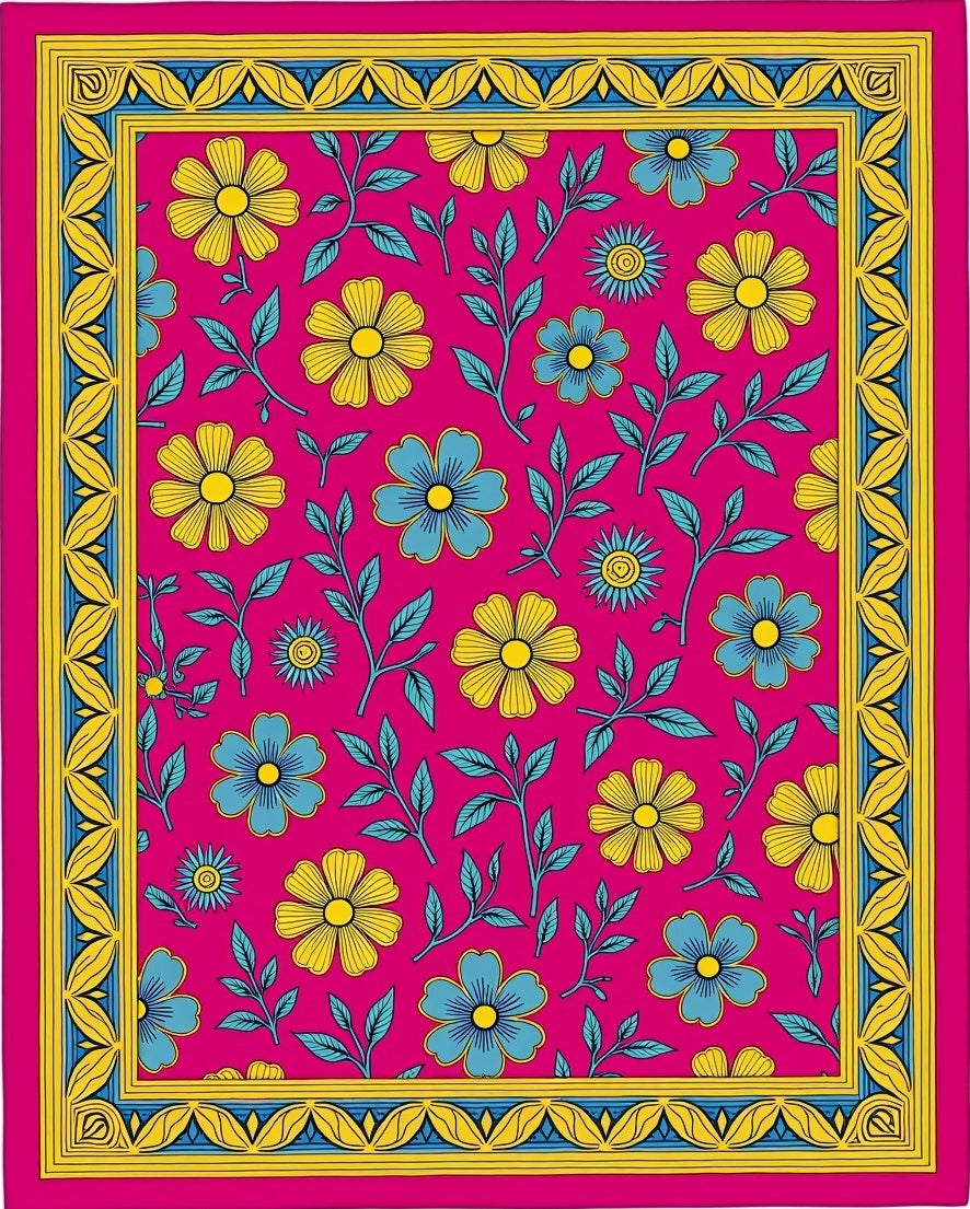 Vibrant Floral Delight Pattern Rug
