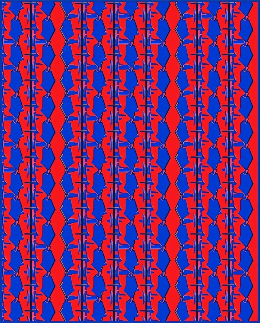 Red Blue Bold Geometric Pattern Rug