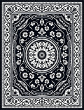 Intricate Floral Mandala Black White Design Rug