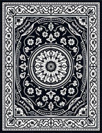 Intricate Floral Mandala Black White Design Rug