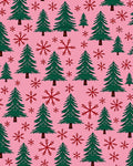 Pink Pine Tree Snowflake Medley Rug