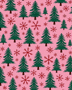 Pink Pine Tree Snowflake Medley Rug