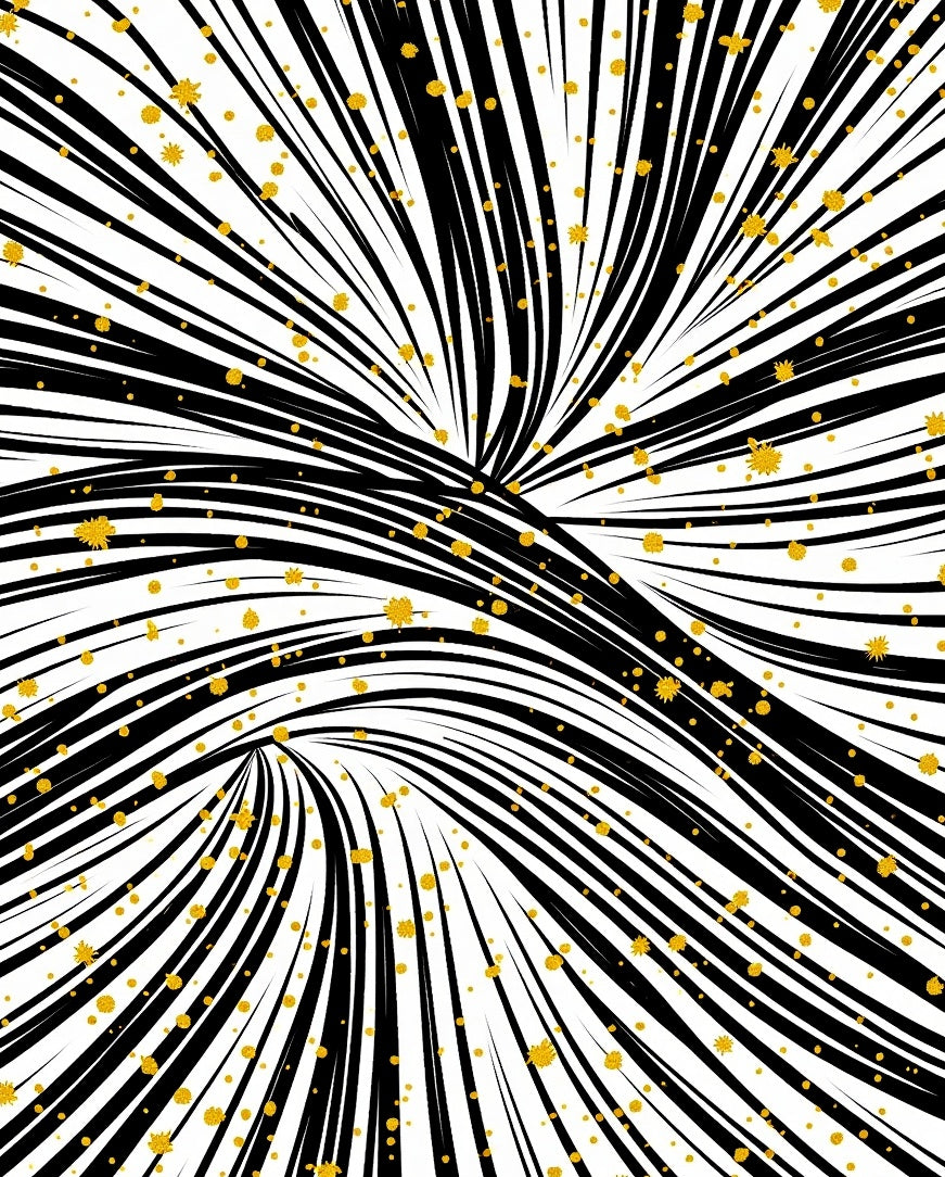 Dynamic Black Gold Streaks Rug