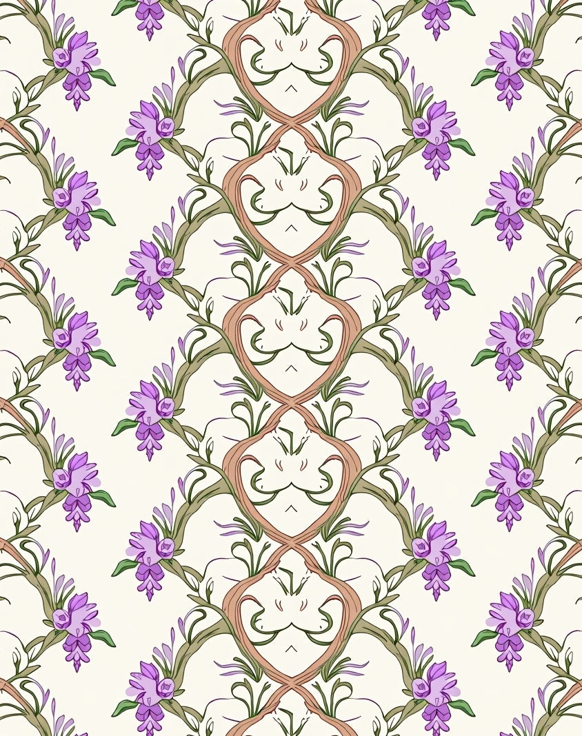 Flowering Vine Art Nouveau Pattern Rug