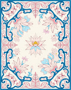 Floral Lotus Border Design Rug