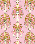 Art Deco Fan Floral Pink Pattern Rug