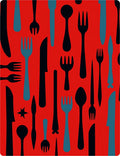 Red Cutlery Collage Rug