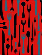 Red Cutlery Collage Rug