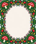 Whimsical Mushroom Leaf Floral Pattern Rug