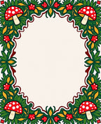 Whimsical Mushroom Leaf Floral Pattern Rug