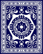 Classic Blue White Mandala Pattern Rug