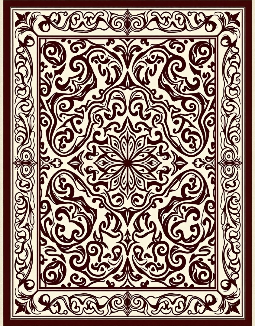 Intricate Floral Swirl Pattern Rug