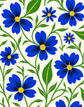 Vibrant Blue Floral Vine Harmony Rug