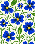 Vibrant Blue Floral Vine Harmony Rug