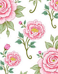 Pink Rose Botanical Pattern Rug