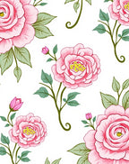 Pink Rose Botanical Pattern Rug