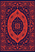 Ornate Floral Symmetry Red Blue Rug