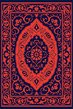 Ornate Floral Symmetry Red Blue Rug