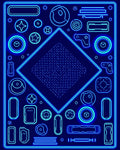 Futuristic Neon Geometric Circuit Rug