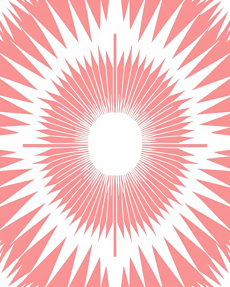 Radiating Sunburst Pattern Scarlet Rug