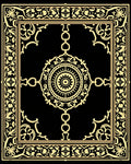 Gold Ornate Scroll Medallion Rug