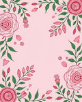 Pink Rose Floral Vine Pattern Rug