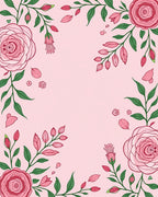 Pink Rose Floral Vine Pattern Rug
