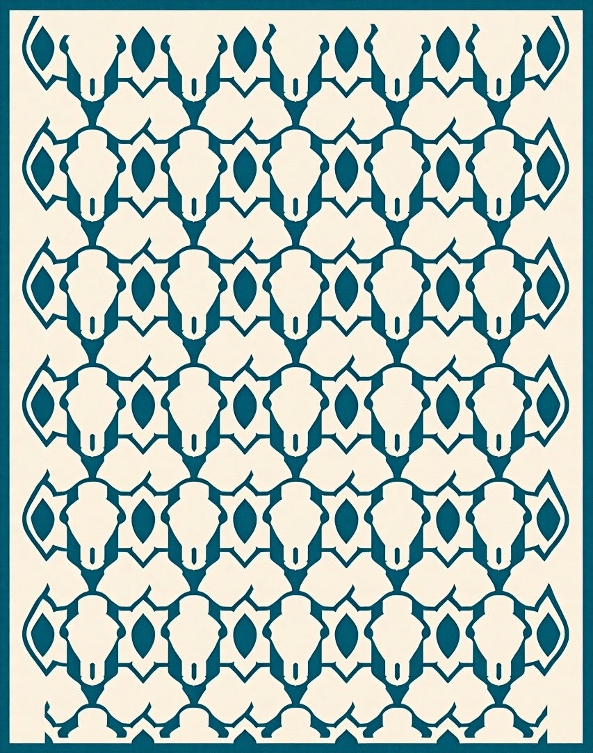 Teal Geometric Cutout Pattern Rug