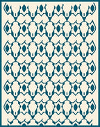 Teal Geometric Cutout Pattern Rug