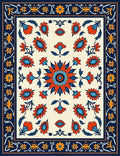 Bold Floral Pattern with Vine Borders Rug
