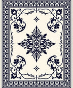 Classic Floral Medallion Frame Design Rug