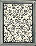 Damask Floral Scroll Black Cream Rug