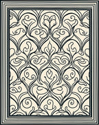 Damask Floral Scroll Black Cream Rug