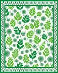 Green Leafy Floral Bordered Rug