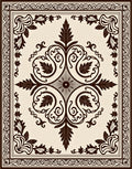 Classic Floral Scrollwork Damask Pattern Rug