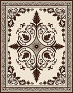 Classic Floral Scrollwork Damask Pattern Rug